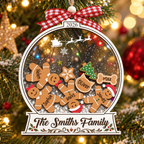 Personalized Family Christmas Ornament – Gingerbread Snow Globe