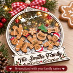 Personalized Family Christmas Ornament – Gingerbread Snow Globe