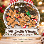 Personalized Family Christmas Ornament – Gingerbread Snow Globe