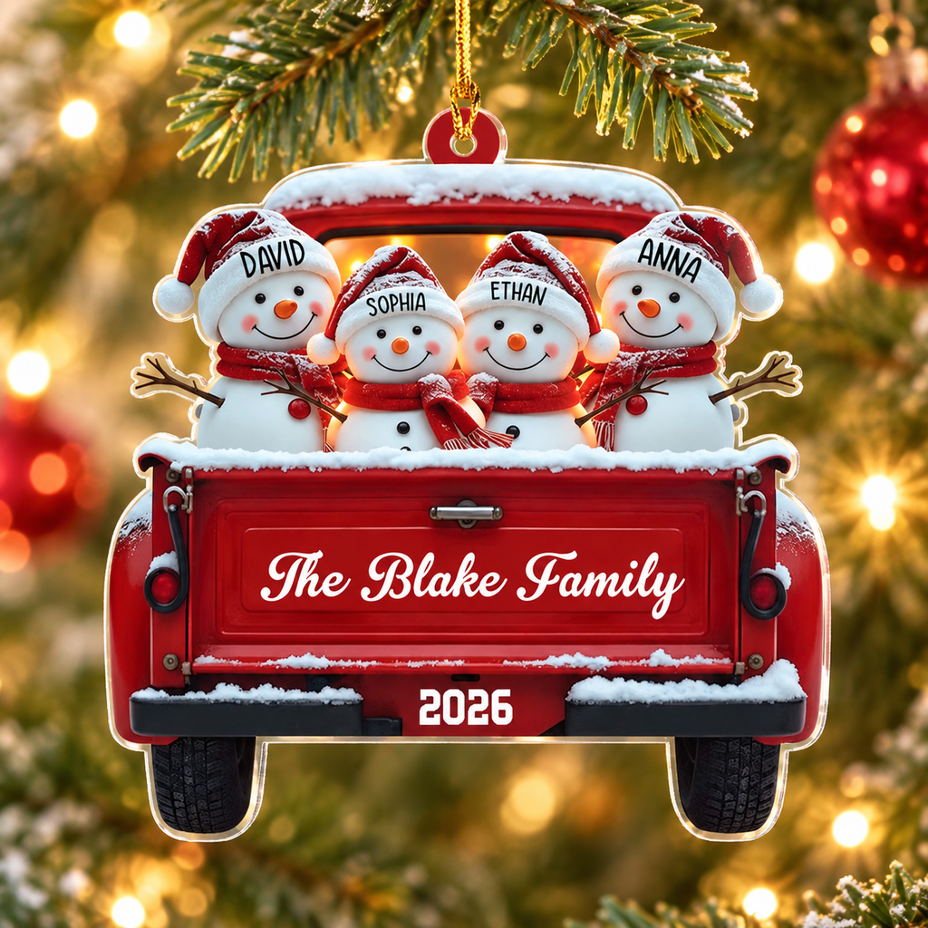 Personalized Snowman Family Christmas Ornament 2026