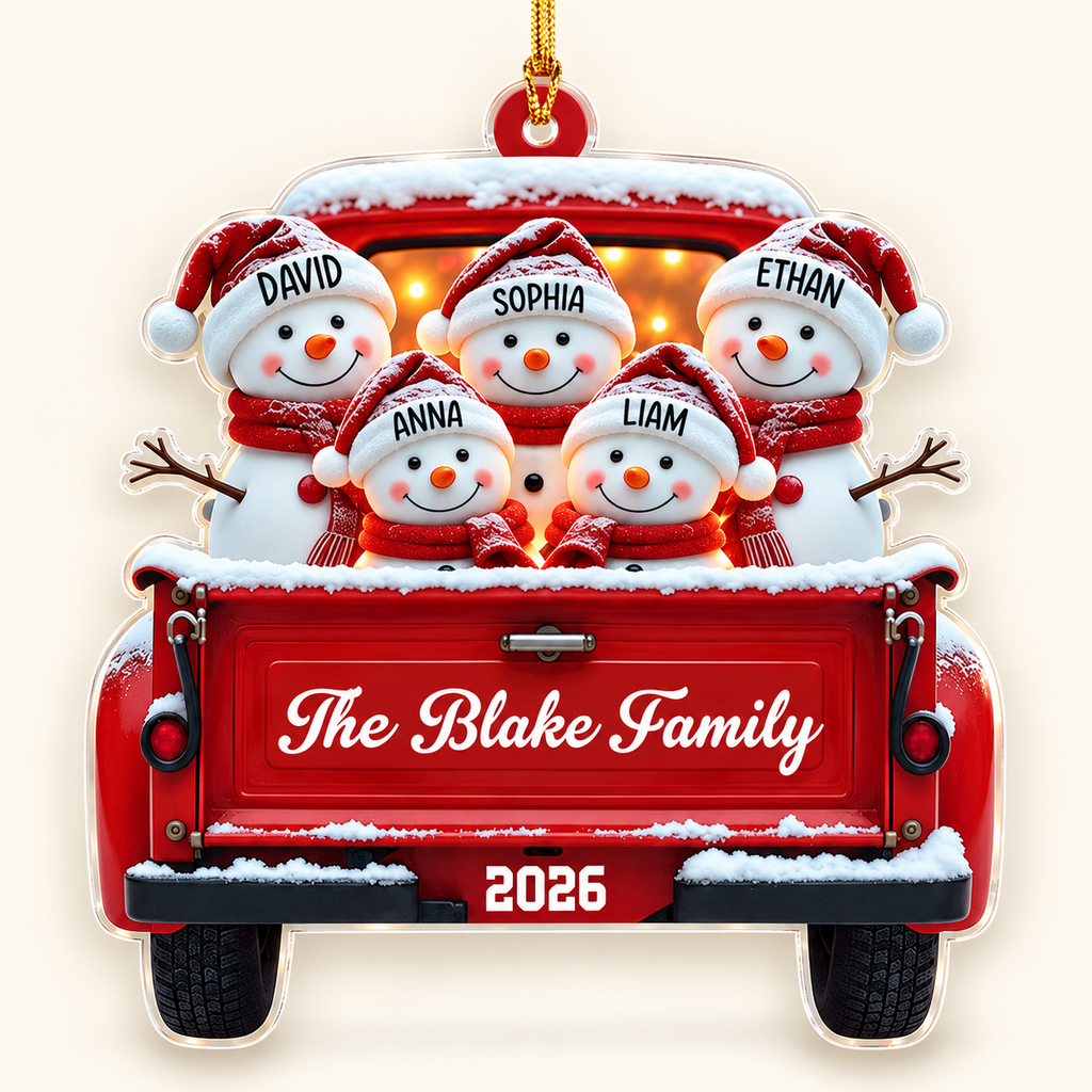 Personalized Snowman Family Christmas Ornament 2026