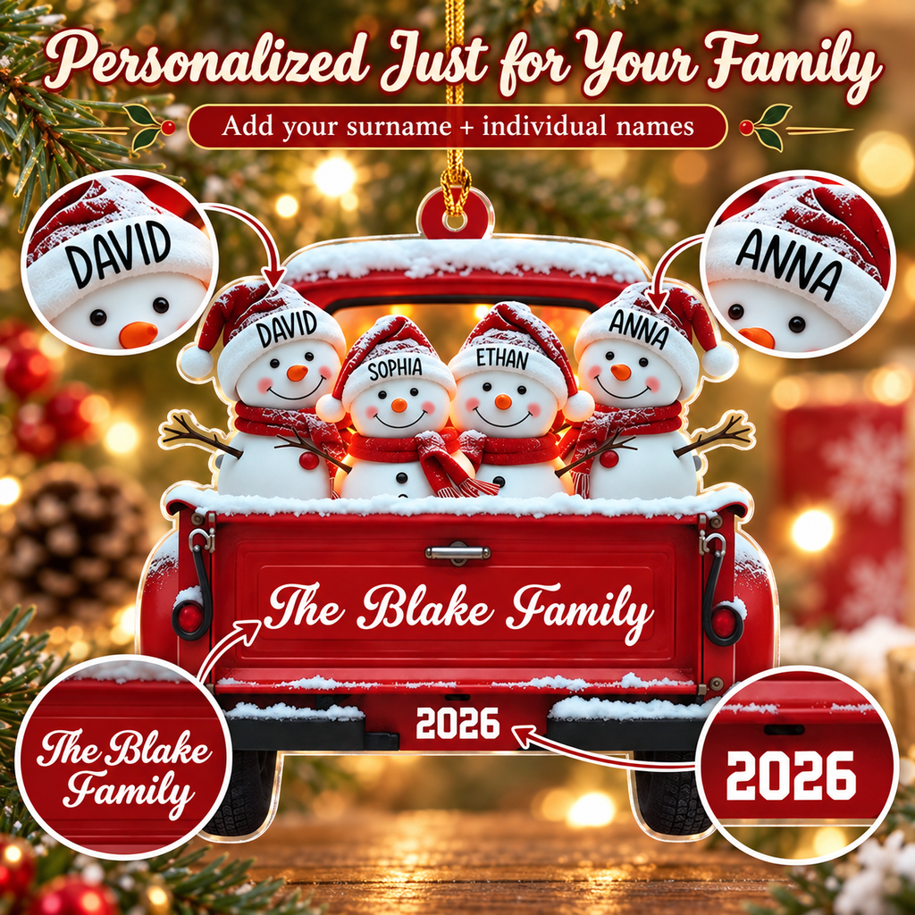 Personalized Snowman Family Christmas Ornament 2026