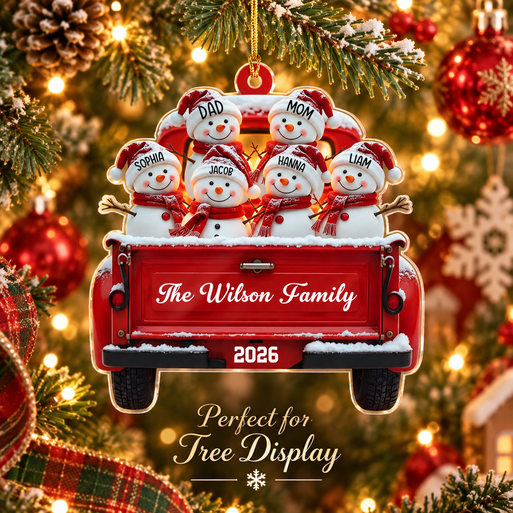Personalized Snowman Family Christmas Ornament 2026