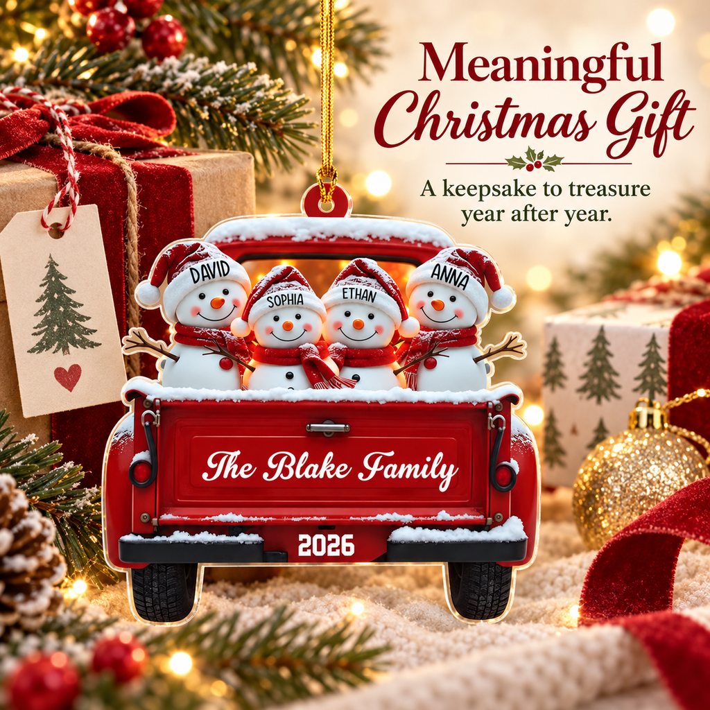 Personalized Snowman Family Christmas Ornament 2026