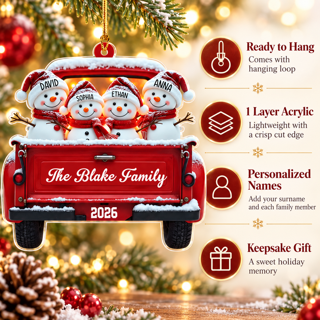 Personalized Snowman Family Christmas Ornament 2026