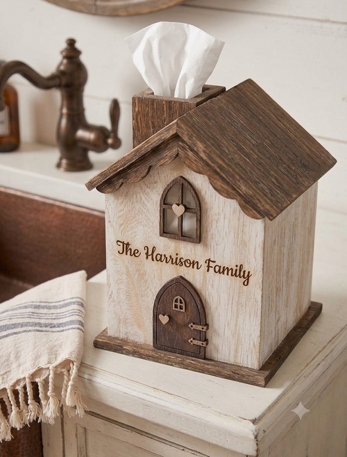 Farmhouse Wooden Square Tissue Box Cover