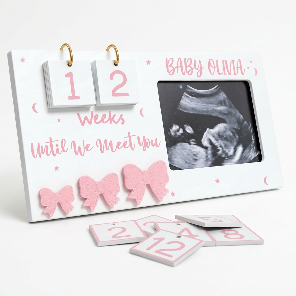 Sonogram Photo Frame with Baby Countdown Weeks