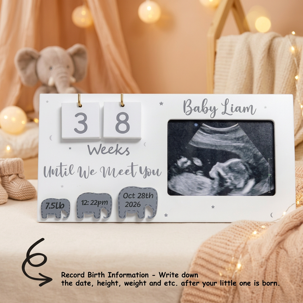 Sonogram Photo Frame with Baby Countdown Weeks