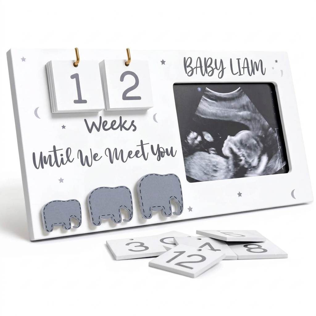 Sonogram Photo Frame with Baby Countdown Weeks