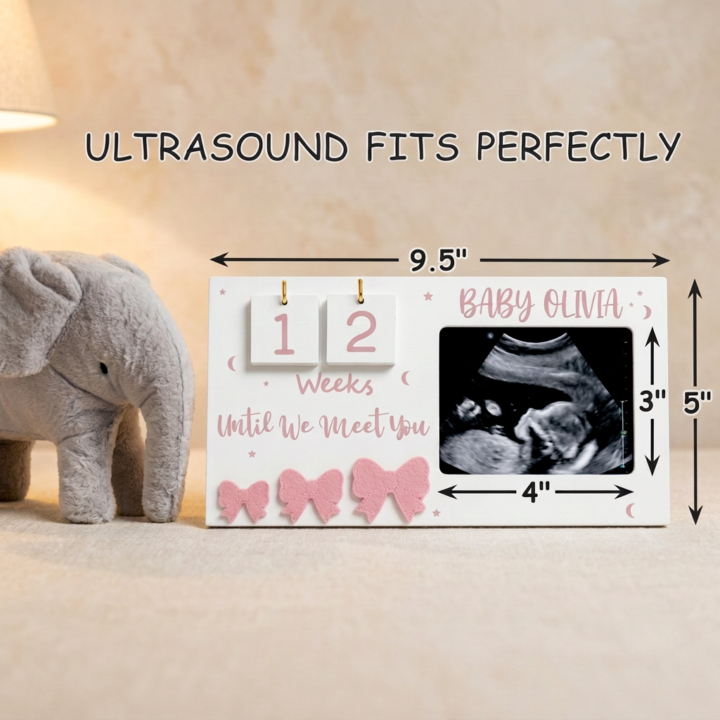 Sonogram Photo Frame with Baby Countdown Weeks