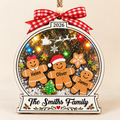 Personalized Family Christmas Ornament – Gingerbread Snow Globe