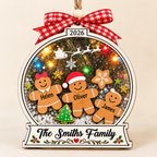 Personalized Family Christmas Ornament – Gingerbread Snow Globe