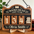 Personalized Books Read This Year Tracker – Custom Wooden Book Counter Sign for Book Lovers
