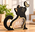 Personalized Wooden Cat Memorial Keepsake Box – Custom Pet Fur Memory Holder