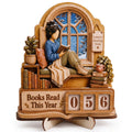 Personalized Wooden Book Tracker Counter Plaque