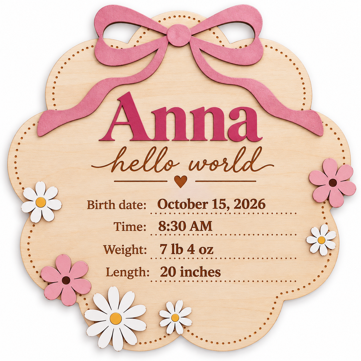 Personalized Wooden Baby Birth Announcement Sign