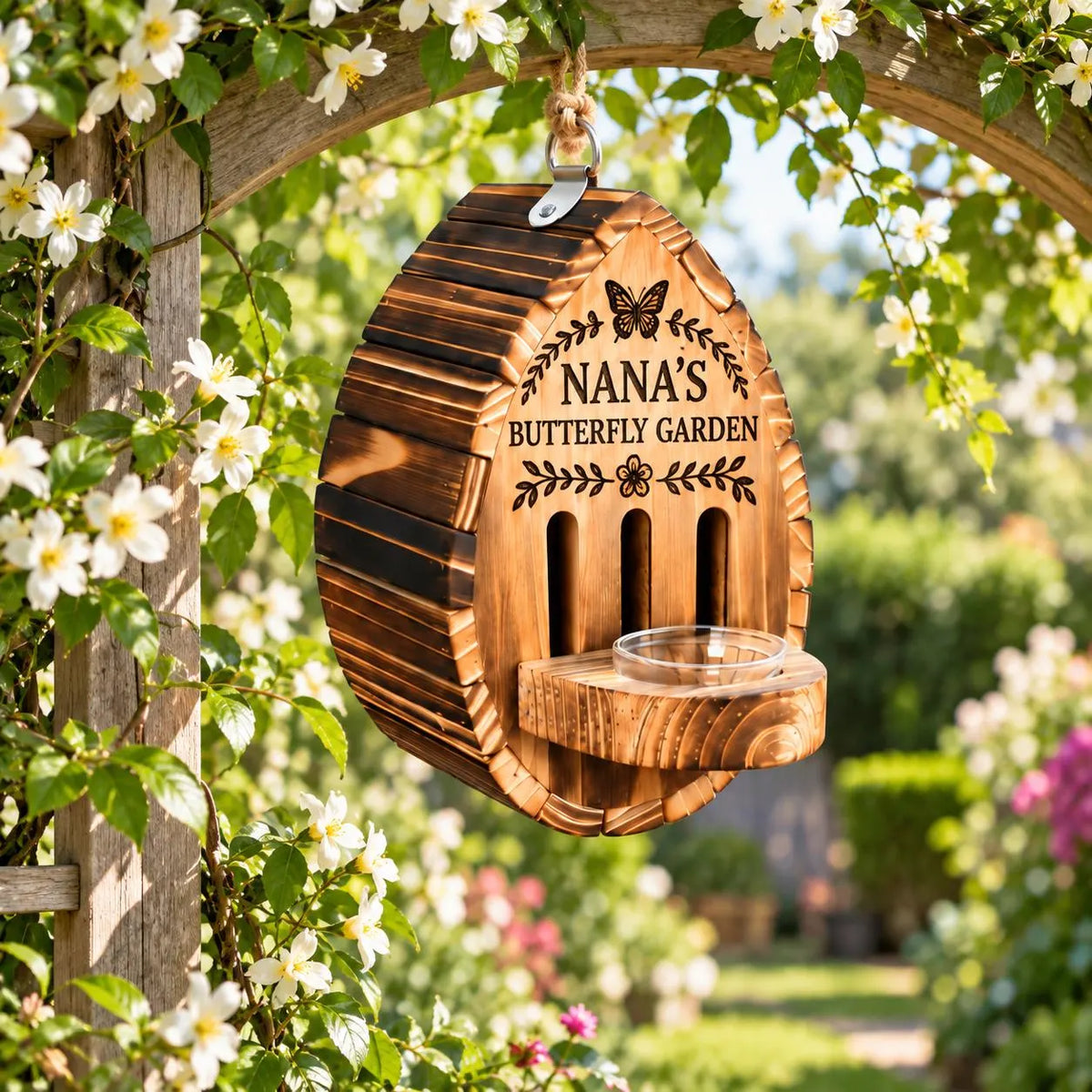 Personalized Garden Butterfly House with Feeder Station