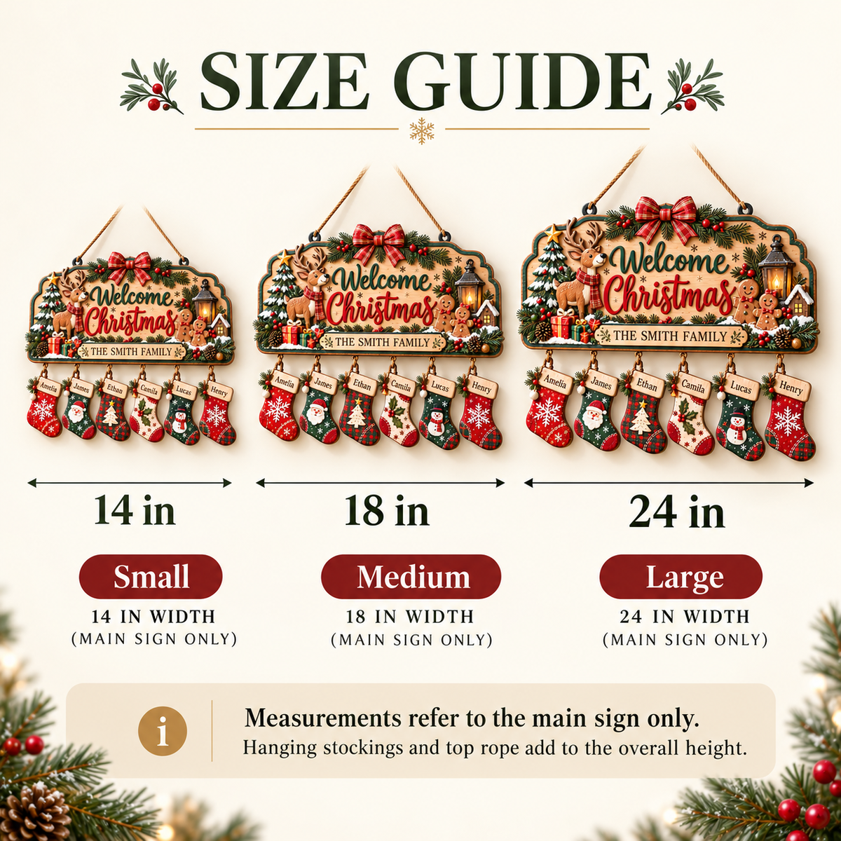 Personalized Christmas Family Stocking Sign – 3D Layered Wood Decor