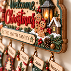 Personalized Christmas Family Stocking Sign – 3D Layered Wood Decor