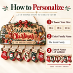 Personalized Christmas Family Stocking Sign – 3D Layered Wood Decor