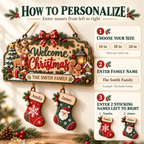 Personalized Christmas Family Stocking Sign – 3D Layered Wood Decor
