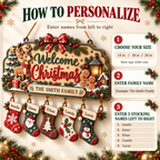 Personalized Christmas Family Stocking Sign – 3D Layered Wood Decor