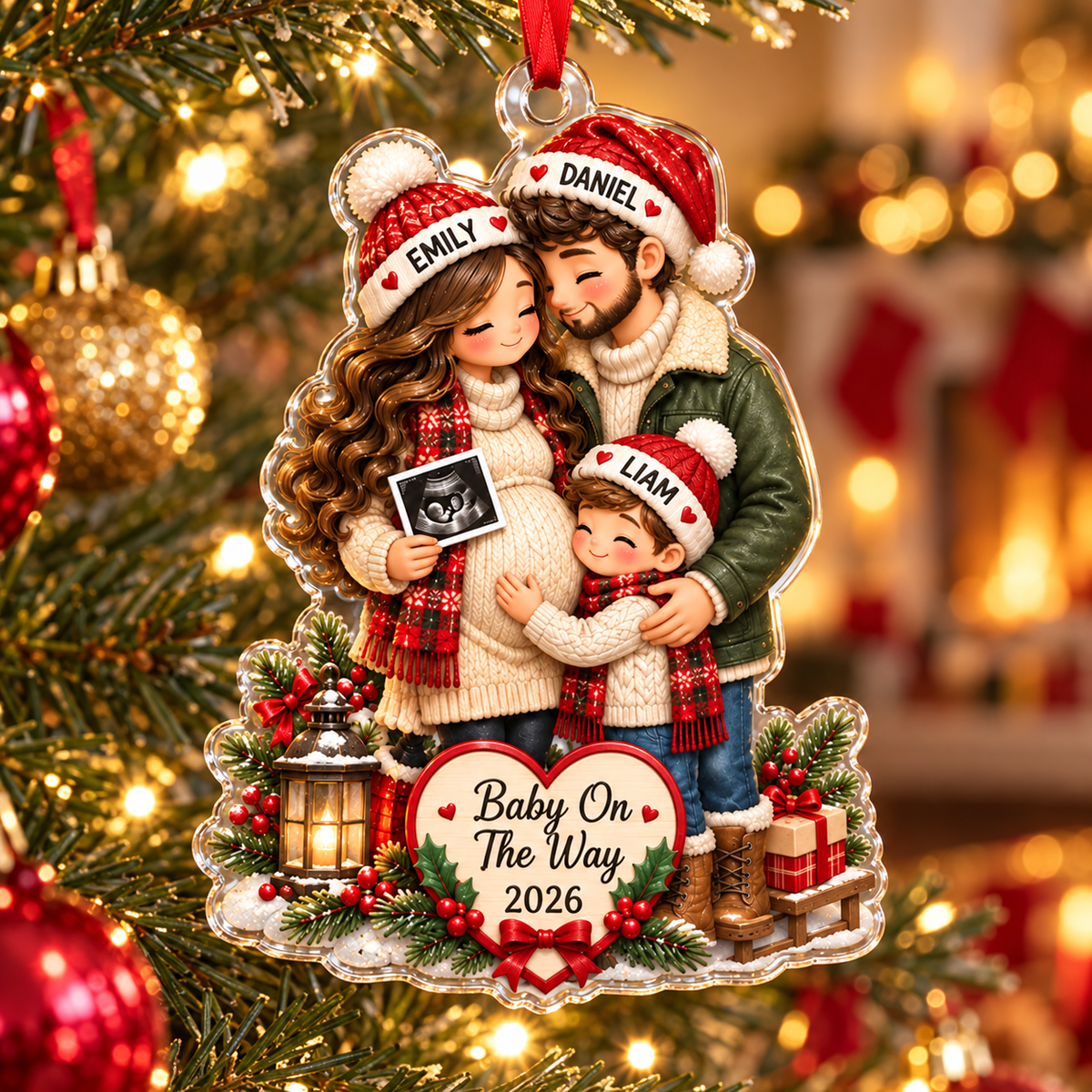 Radatrix Baby On The Way Christmas Ornament tree
