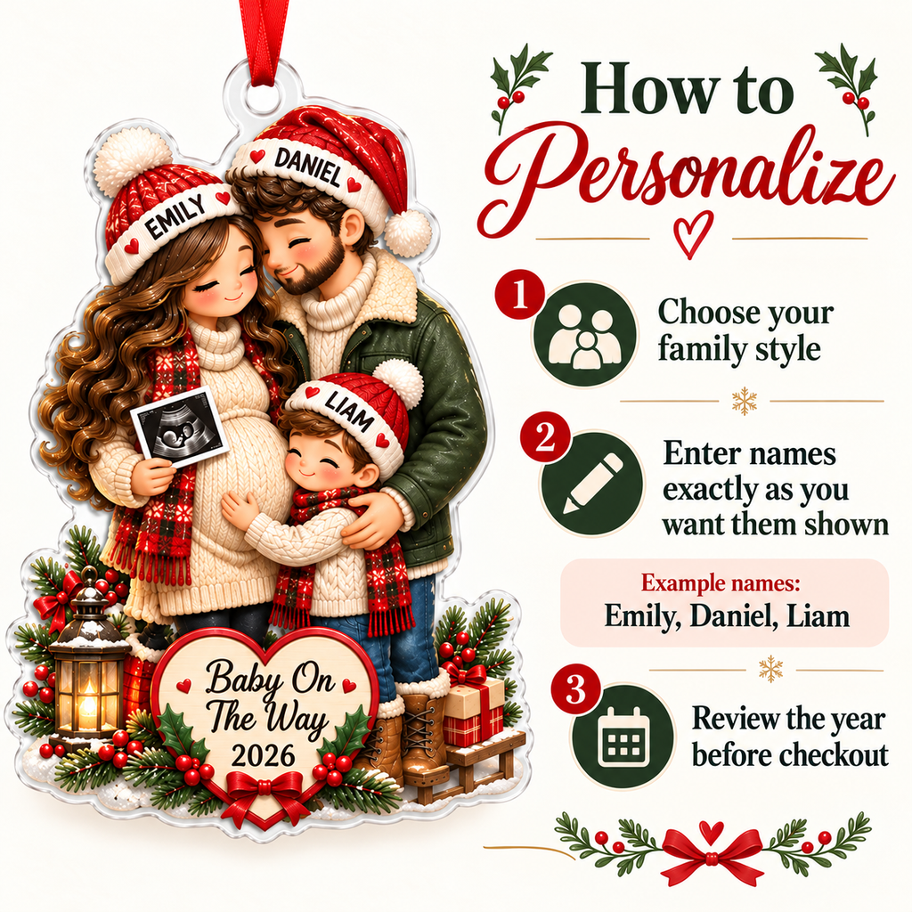 Radatrix Baby On The Way Christmas Ornament personalize