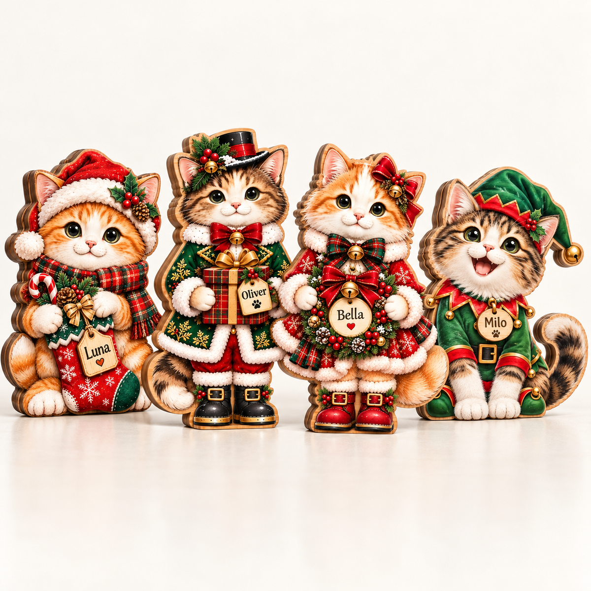 Personalized Christmas Cat Wooden Block — 01 main hero