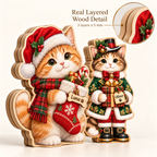 Personalized Christmas Cat Wooden Block — 04 layer detail