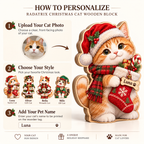 Personalized Christmas Cat Wooden Block — 06 personalize