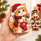 Personalized Christmas Cat Wooden Block — 07 custom photo