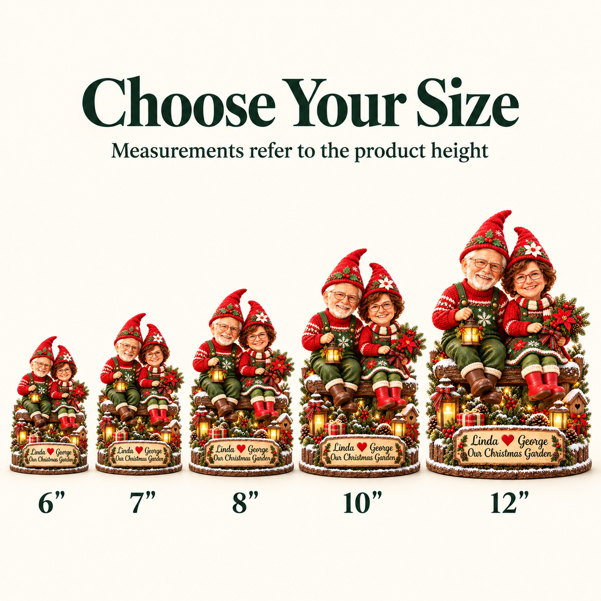 Personalized Christmas Garden Gnome Couple 05 size