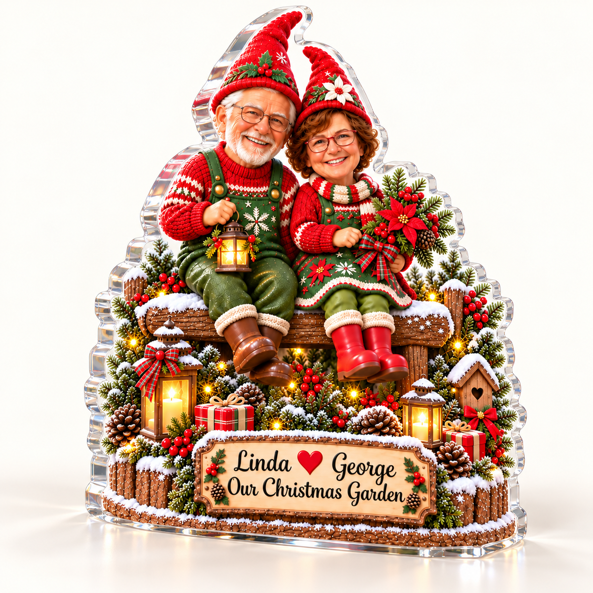 Christmas Garden Gnome Acrylic Block silhouette