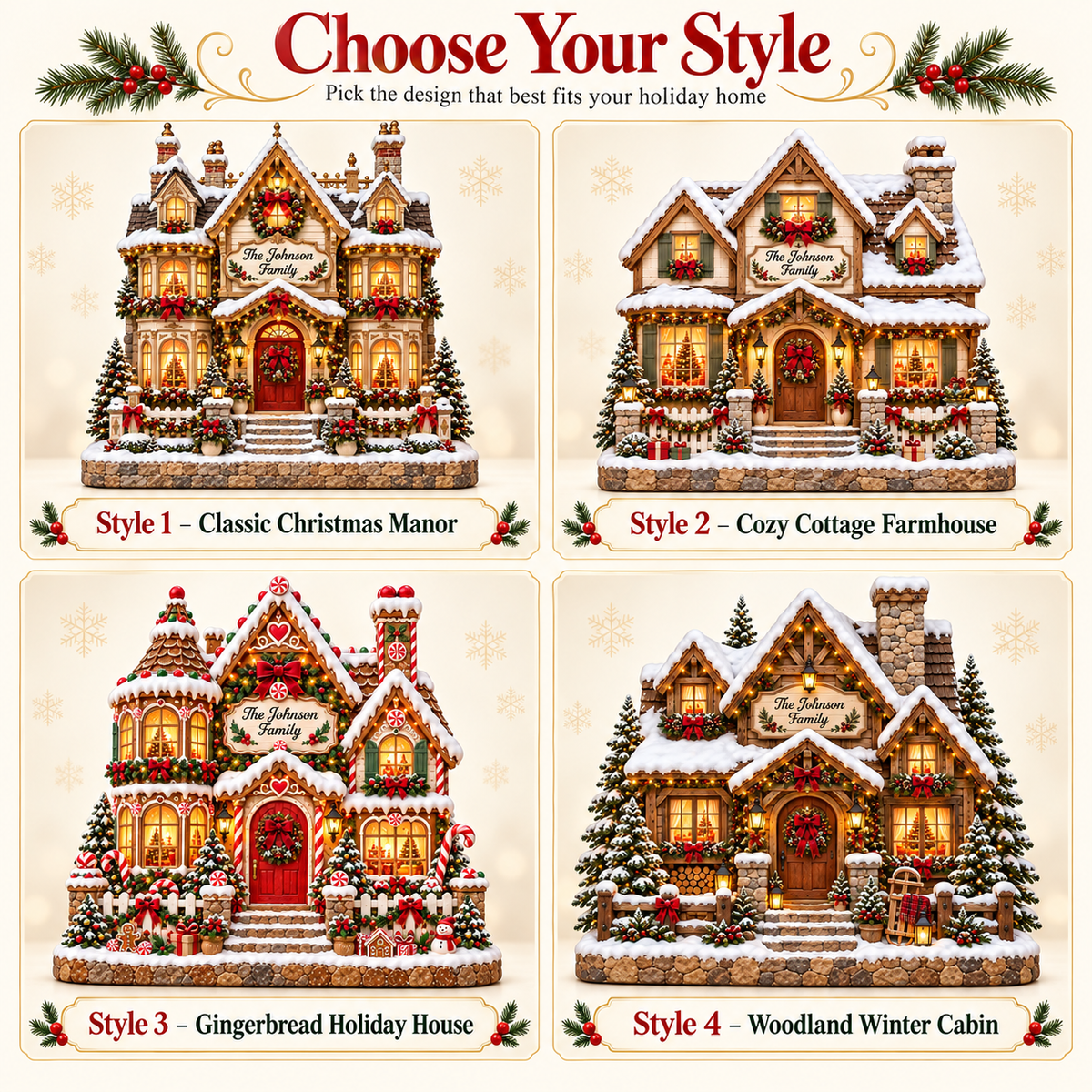 Choose Your Style personalized Christmas family house