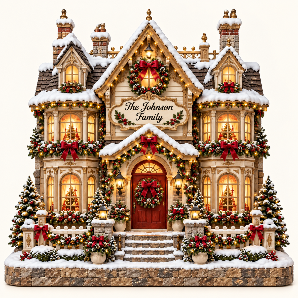 Classic Christmas Manor personalized Christmas family house