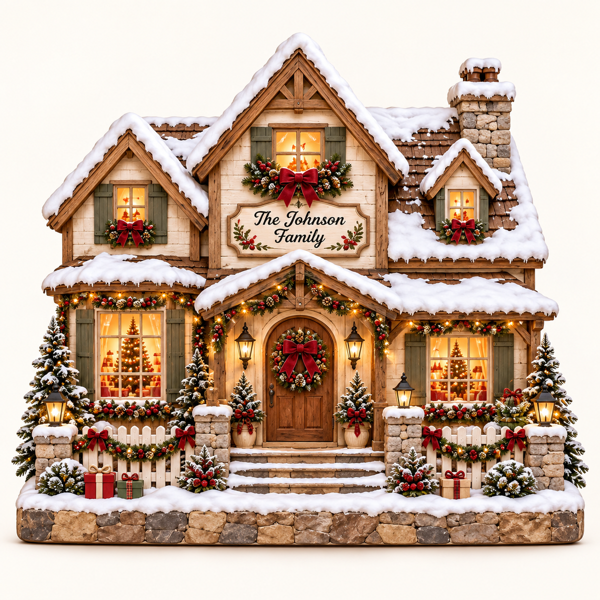 Cozy Cottage Farmhouse personalized Christmas family house