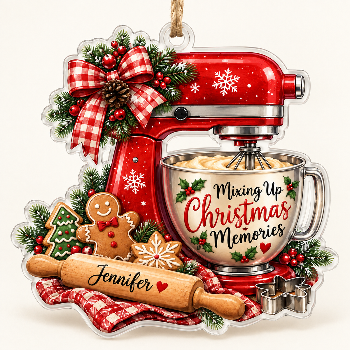Radatrix personalized stand mixer Christmas ornament front