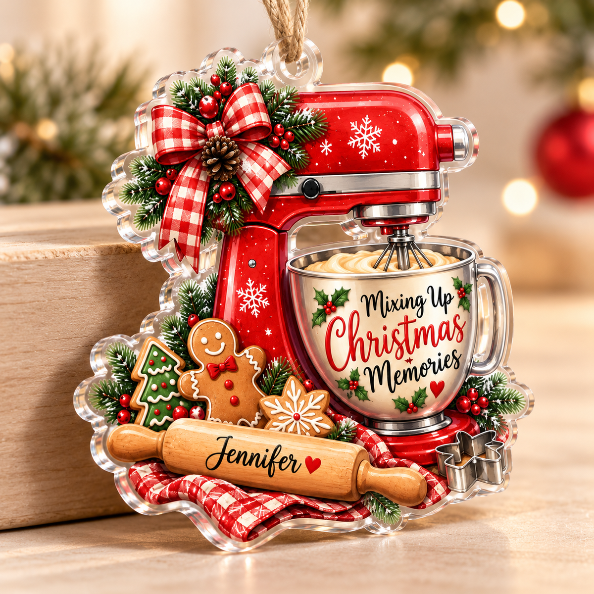 Radatrix personalized stand mixer Christmas ornament angle