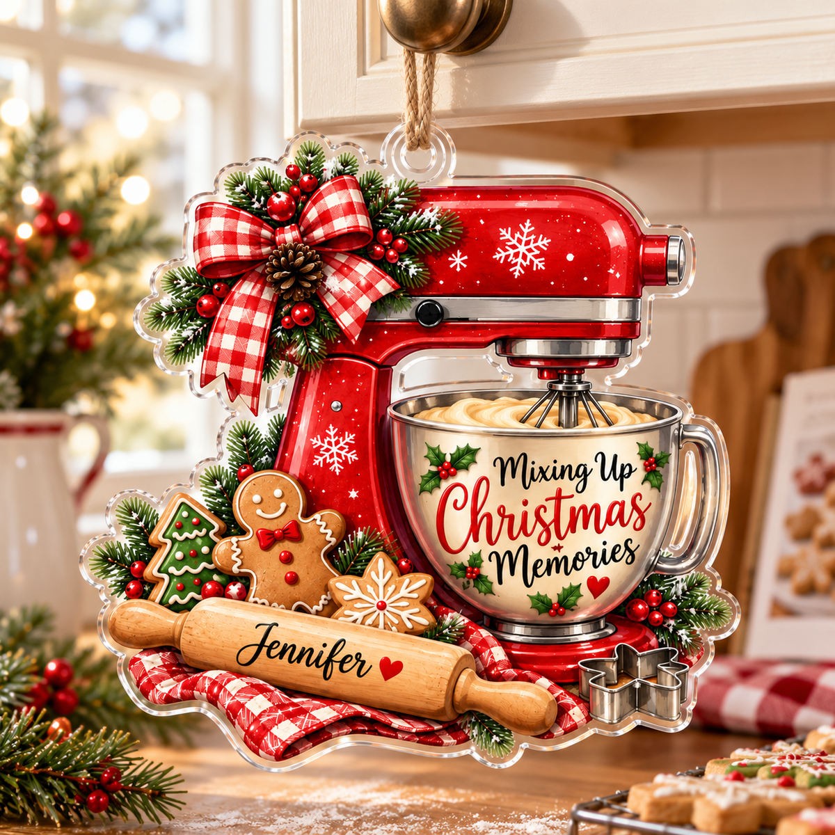 Radatrix personalized stand mixer Christmas ornament flat