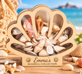 Personalized Wooden Seashell Shadow Box – Custom Beach Memory Keepsake