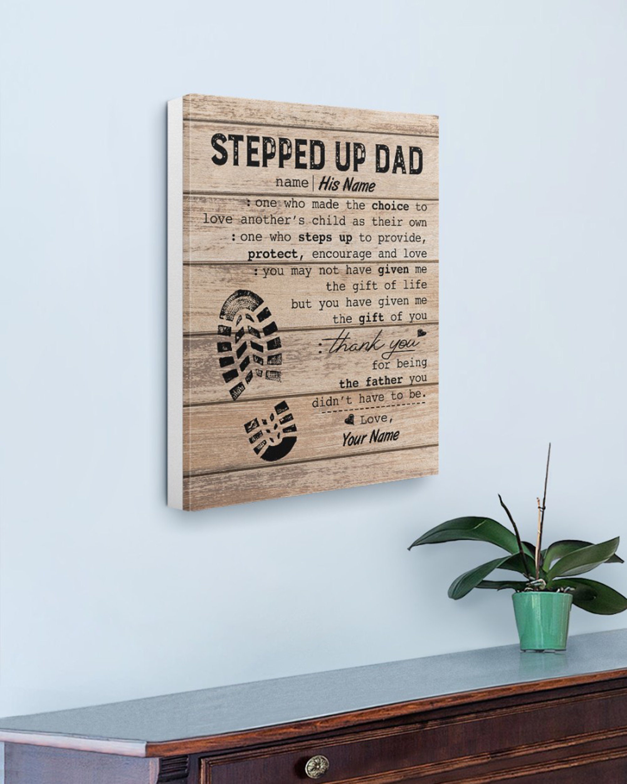 Personalized To My Stepped Dad Fathers Day Canvas Home Decor