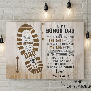 Personalized To My Bonus Dad Canvas, Thank You For Stepping In And Become The Dad You Didn't Have To Be Print, Fathers Day Gift For Stepdad