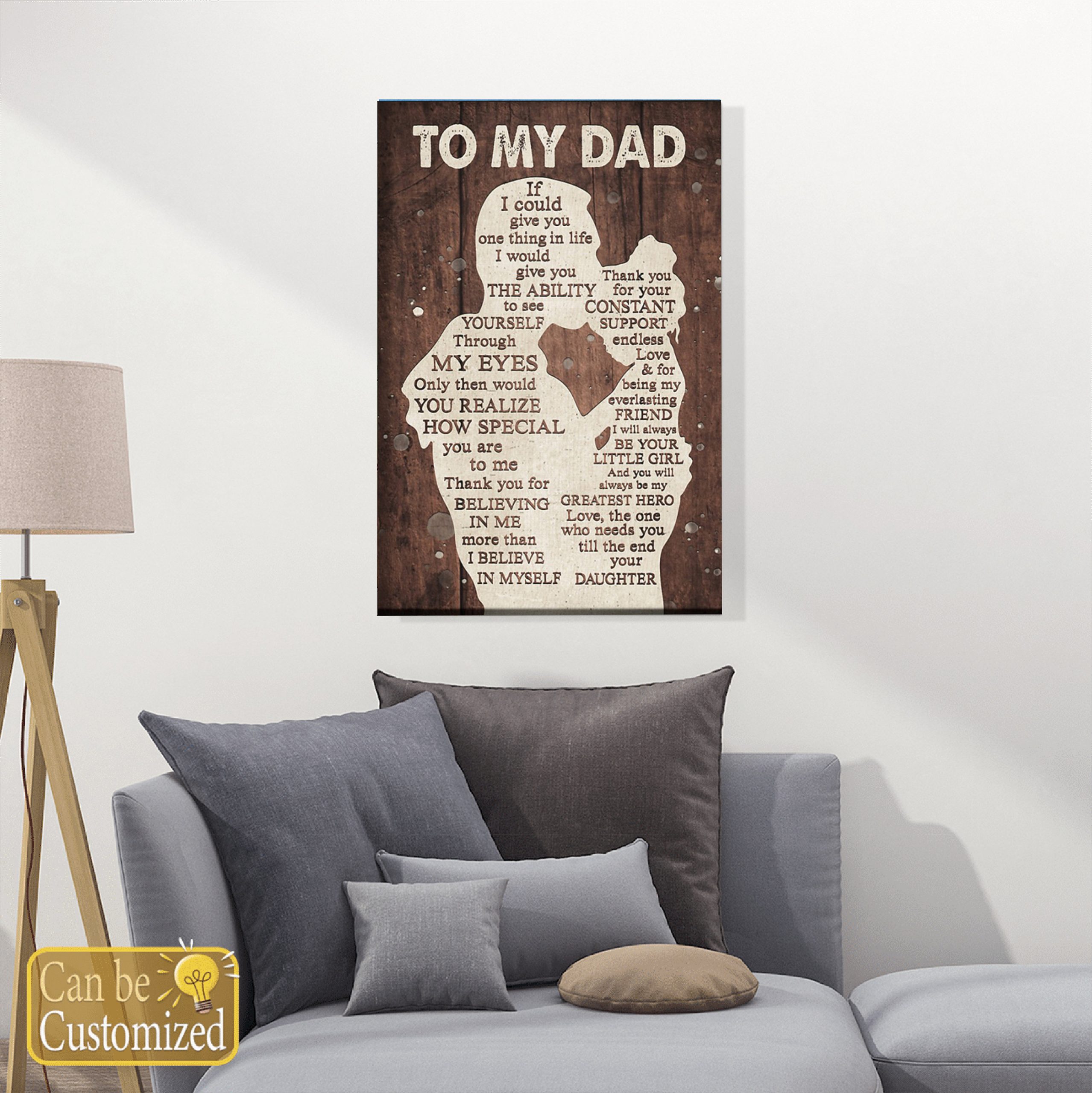 To My Dad Canvas Personalized Gift For From Daughter Print Wall Art