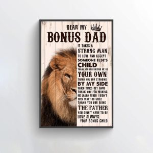Lion King To My Bonus Dad Poster Fathers Day Gift For Stepdad From Stepdaughter Stepson