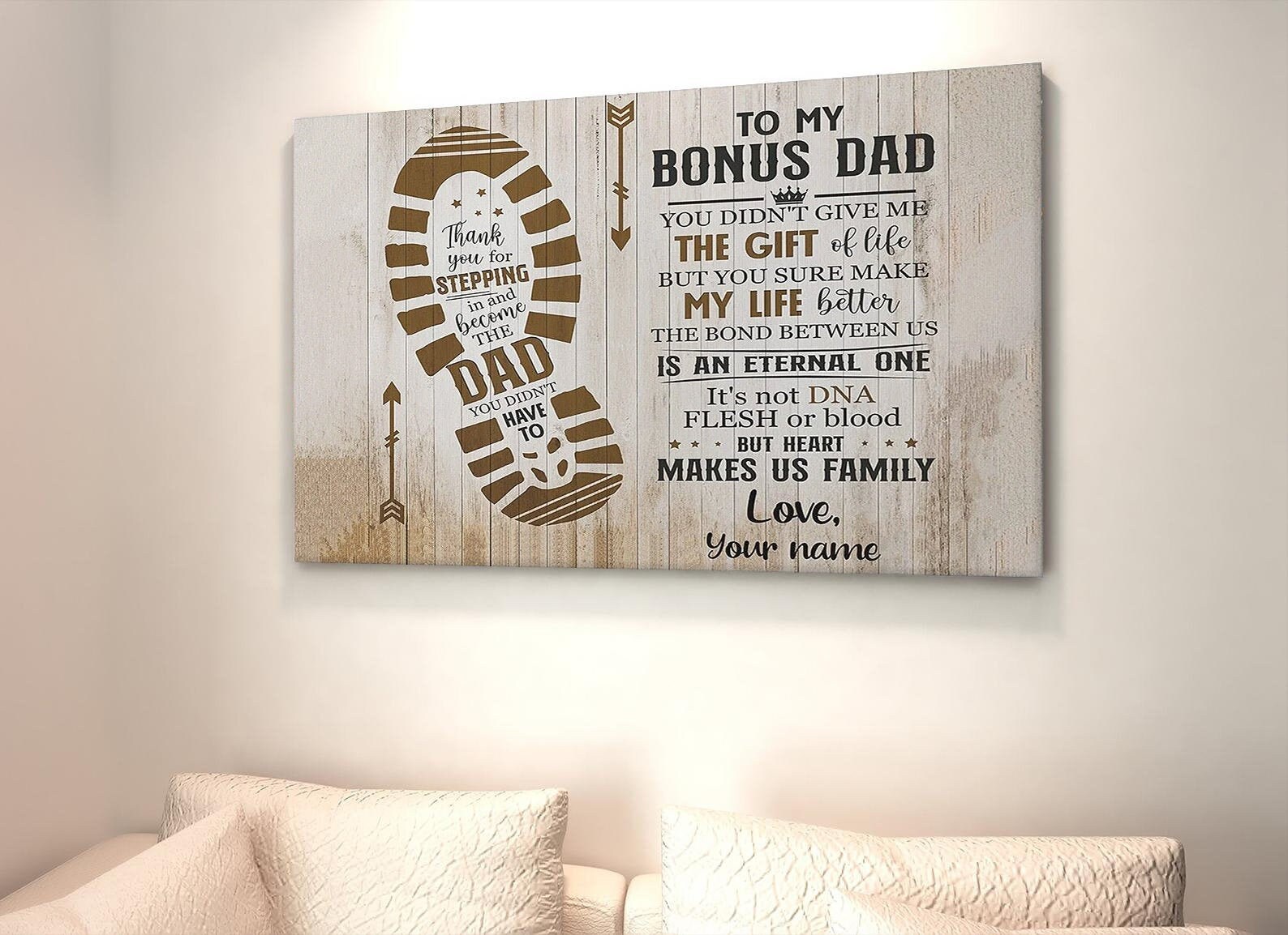 Personalized To My Bonus Dad Canvas Thank You For Stepping In And Become The Didn't Have Be Print Fathers Day Gift Stepdad