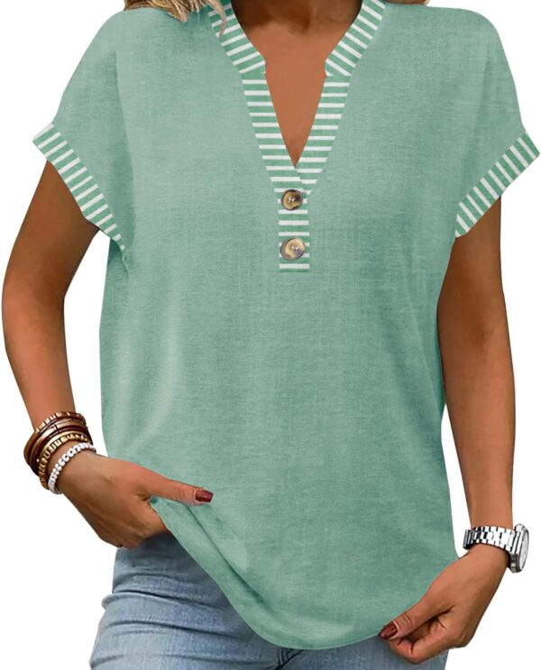 Striped Henley V-Neck — Nautical Chic