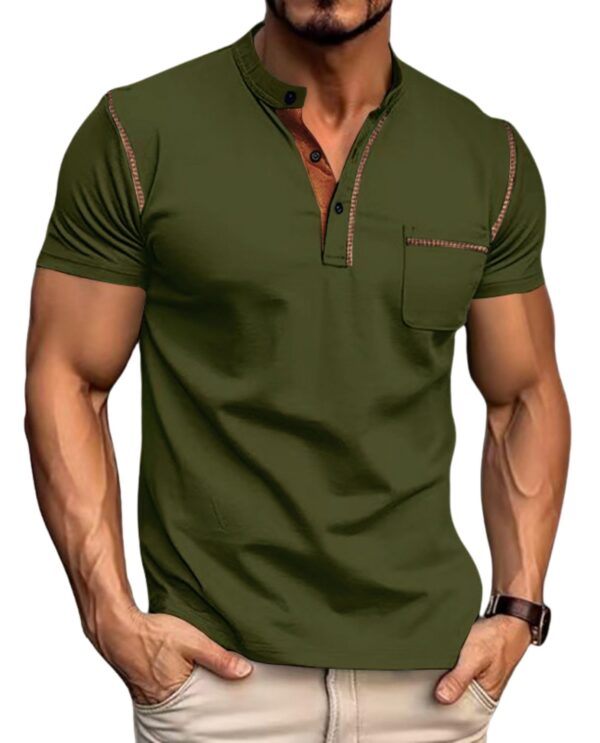 Color Block Vintage Henley — Retro Refined