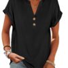 Henley V-Neck Blouse — Vacation Chic