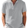 Band Collar Short Sleeve Henley — Laid-Back Luxe